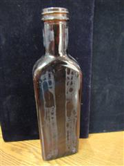 VTG LOT OF 4 GLASS BROWN & CLEAR MEDICINE BOTTLES